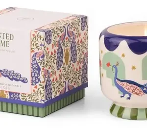 Paddywax Peacock Ceramic Candle Misted Lime, 226g - Image 1