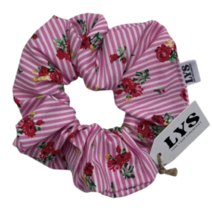 Love Your Scrunchie Ροζ Ριγέ Λουλουδάτο