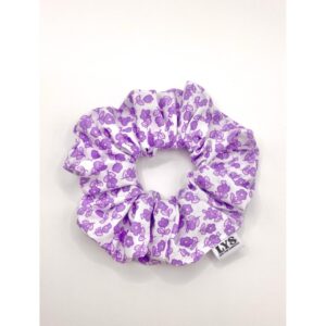 Love Your Scrunchie Λευκό Μώβ Λουλουδάκια